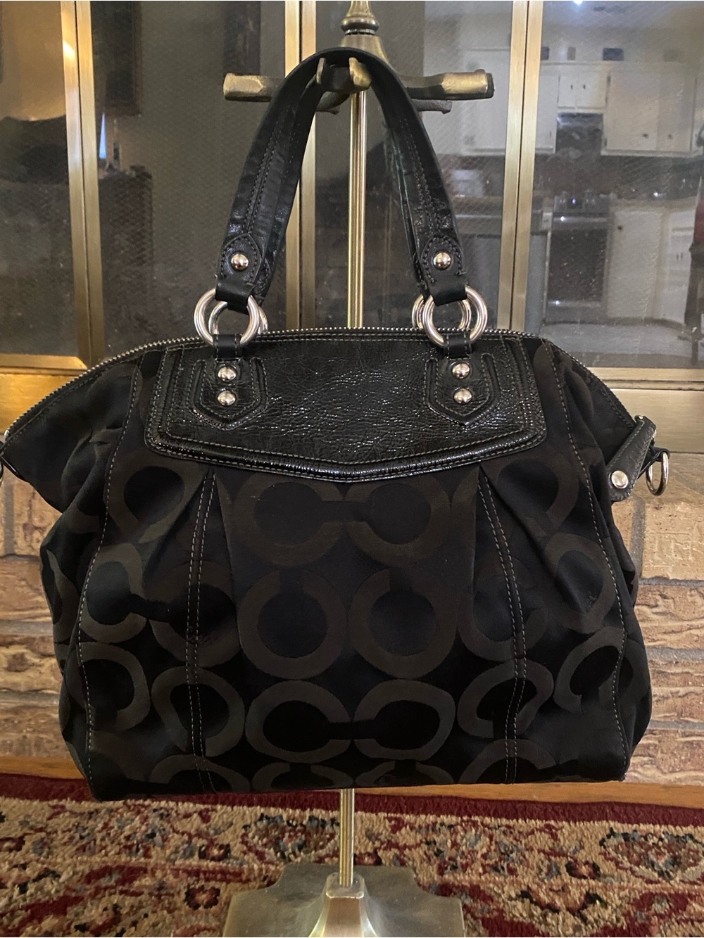 Coach Black Signature Jacquard Tote with Leather Accents -Y2K- non-smoker - Picture 9 of 16